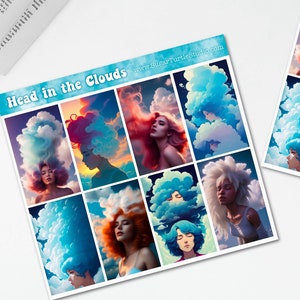 Head in the Cloud Sticker Sheet - Cute Collage Art Stickers