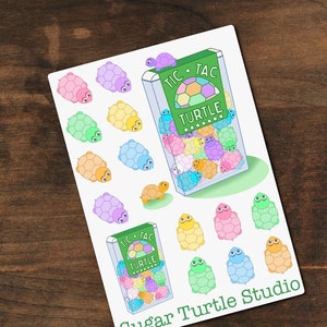 Tic Tac Turtle! Cute Tiny Turtle Stickers! - Kiss-Cut Candy Cuties!