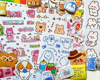 かわいい文房具詰め合わせ - かわいいステッカー、メモパッド、紙 - サプライズで自分へのご褒美をゲット！（ミステリー大好き！）