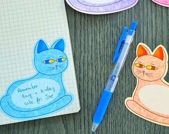 Curious Cat Journaling Spots  - Writeable Matte Vinyl Sticker Pack - 5 Illustrated Stickers Included