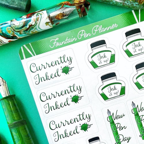 Fountain Pen Sticker Sheet 2 Sizes Available Etsy