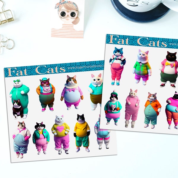 Fat Cat Sticker Sheet - 2 Designs Available