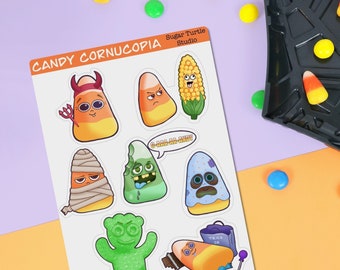 Happy Halloween! Cute Candy Corn Stickers - Kawaii, Spooky and Delicious!