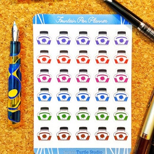 Fountain Pen Ink Bottle Planner Stickers (small)
