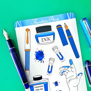 Fountain Pen Sticker Sheet - 5 Colors Available