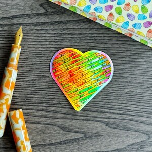 Pluma estilográfica holográfica con forma de corazón y arcoíris: un bonito regalo para los amantes de las plumas.