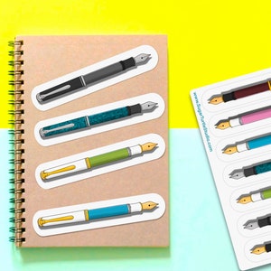 Fountain Pen Sticker Sheet - 2 Sizes Available