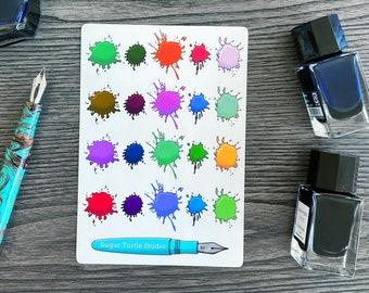 インクスプラッターステッカー - 万年筆インク - ペイントスプラッタステッカー