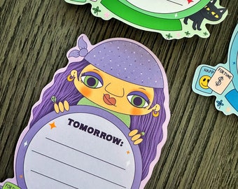 Fortune Teller Journal Spots  - Writeable Matte Vinyl Sticker Pack - 5 Illustrated Stickers Included - Tomorrow's To Dos
