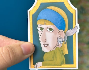 リスの耳飾りの少女 - ビニールステッカー - 美術史