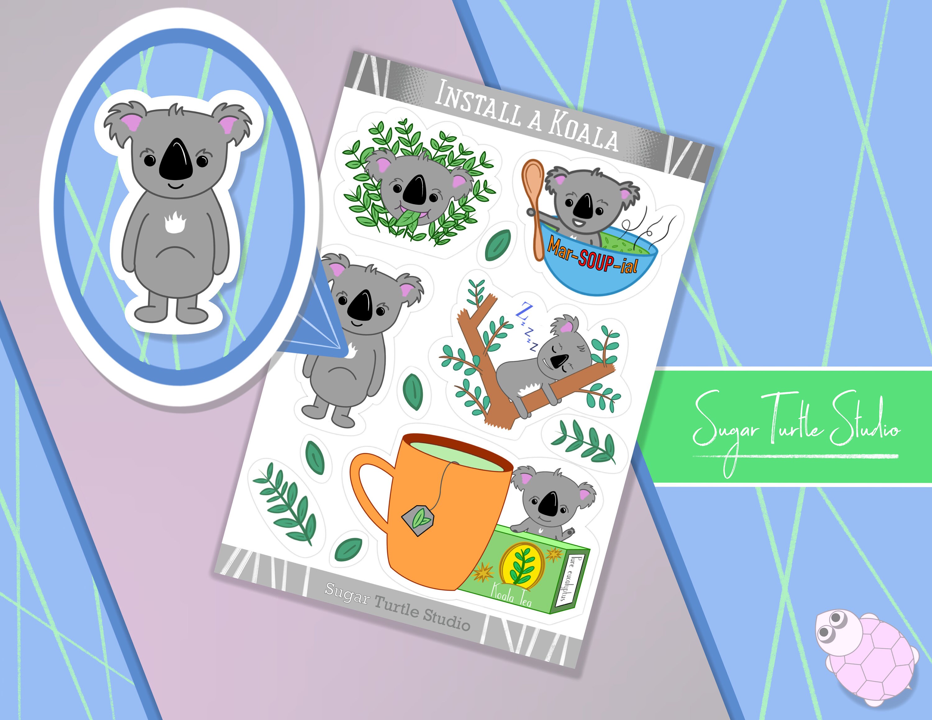 Install a Koala Cute Koala Sticker Sheet Etsy