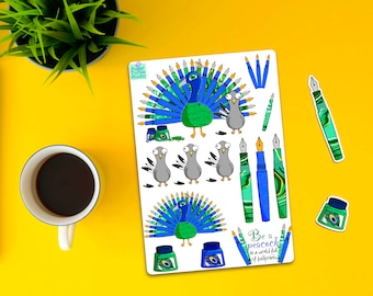 万年筆孔雀ステッカー - 面白い万年筆 - ボールペンでいっぱいの世界で孔雀になりましょう!