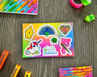 Fountain Pen Lover's Vinyl Sticker Sheet - 7 Vinyl, Waterproof Stickers on one sheet!
