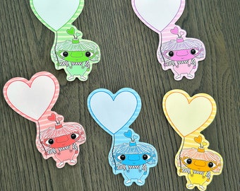 Cute Heart Journal Spots  - Writeable Matte Vinyl Sticker Pack - 5 Illustrated Stickers Included
