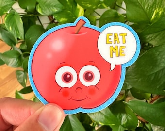 Eat Me, Apple Sticker - Funny Fruit Eat Me Sticker