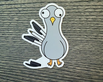 Ballpoint Pigeon Vinyl Sticker - Fun Pen Gift!