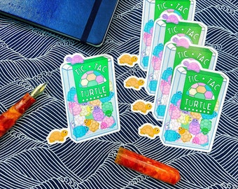Tic Tac Turtle! Cute Vinyl, Die-Cut Turtle Sticker