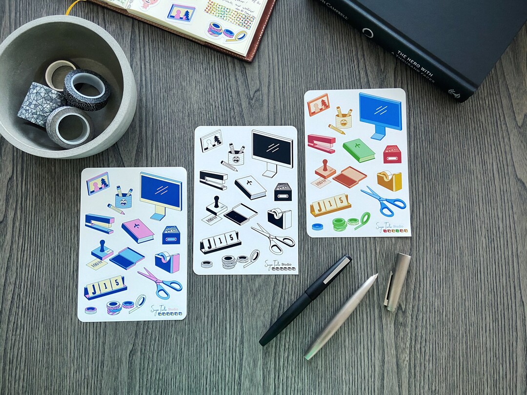 Sticker For Desk Line On My Desk - Stationery Sticker Sheet - 3 Color Options - Etsy
