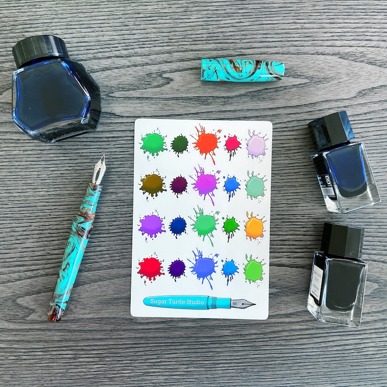 Ink Splatter Stickers Fountain Pen Ink Paint Splotch Etsy