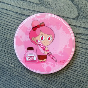 Pen Pal Gal - Pretty Pink - Fountain Pen Button Magnet