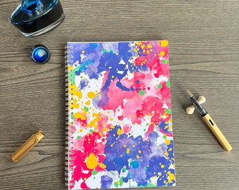 Ink Splatter Notebook - Includes Sticker Sheet - Fountain Pen Friendly Japanese Paper!