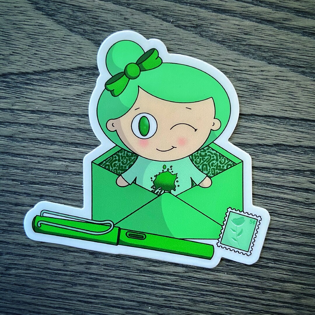 Green Pen Pal Gal Fountain Pen Vinyl Sticker Etsy