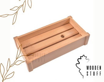 Wooden Sushi Serving Box – Handmade Pine Tray 30x15x7 cm, Japanese Food Presentation