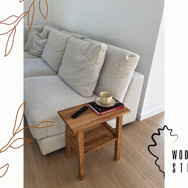 Wooden stool, 48 cm, sofa helper, oak console