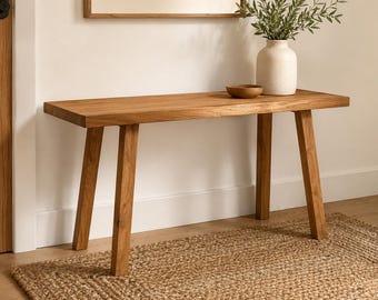 Handmade Oak Bench 80x30x40 cm – Wooden Side Stool, Sofa Helper, Minimalist Bedside Bench, Solid Oak Oil Finish