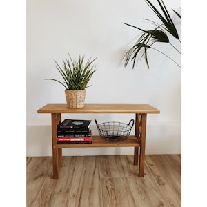 Handmade Solid Oak Bench with Shelf and X Detail 78x25x48 cm – Rustic Wooden Hallway Seat, Entryway Shoe Storage, Minimalist Furniture