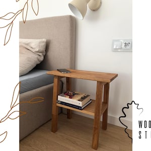 Oak Handcrafted Stool Farmhouse Side Table Wooden Custom Furniture For Gift Bench Bespoke Small Stool Handmade End Table 48 cm