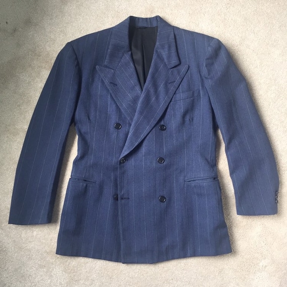 1940s men's suit double breast jacket blazer navy