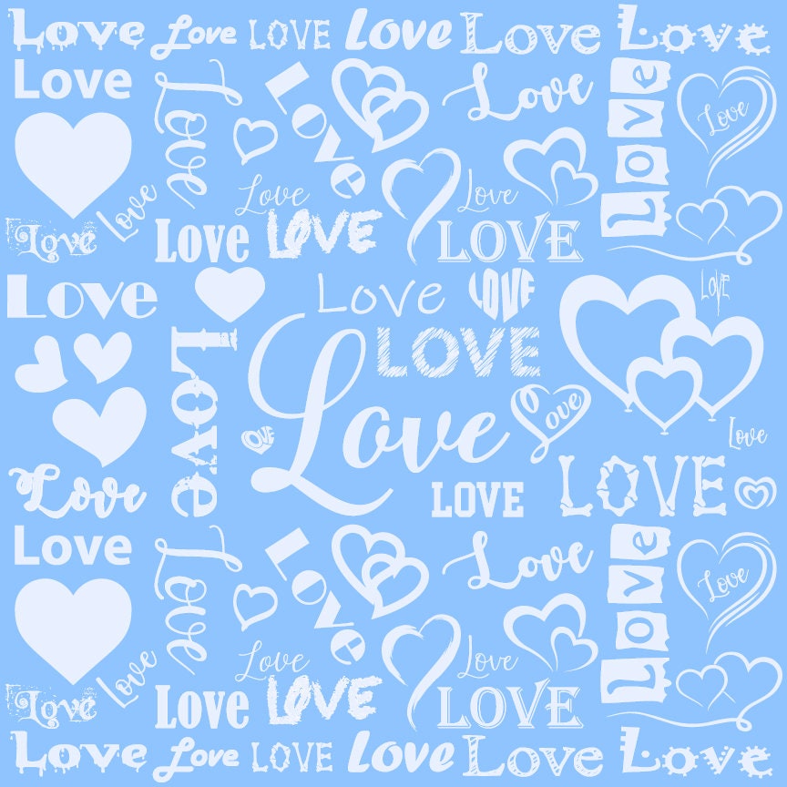 Adobe Illustrator Vector Light Blue Love & Heart Pattern 12