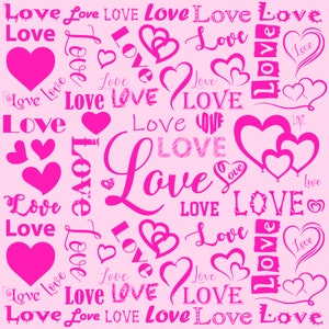 Adobe Illustrator Vektor Fuchsia Hot Pink Liebe & Herz Muster 12 "x 12" digitaler Download