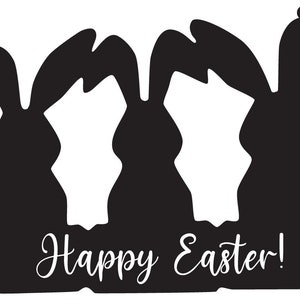 3 konijntjes Happy Easter Laser Glowforge knipsel Adobe Illustrator Vector bestandspakket