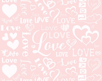 Adobe Illustrator Vector Pink Love & Heart Pattern 12"x12" Descarga digital