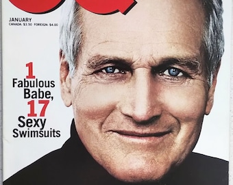 Revista GQ, enero de 1995. Portada: Paul Newman. Vintage. Supermodelo alemana Manon. Dennis Rodman. Elvis Presley. Moda masculina. *NUEVO. *SIN LEER.*