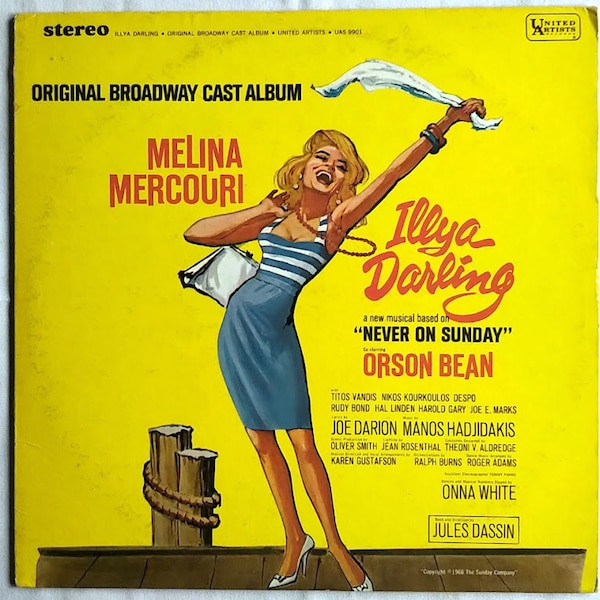 Melina Mercouri – Illya Darling (Original Broadway Cast Album) / Vinyl LP/ *Original 1967 United Artists Release/ *STEREO* / *EXCELLENT*