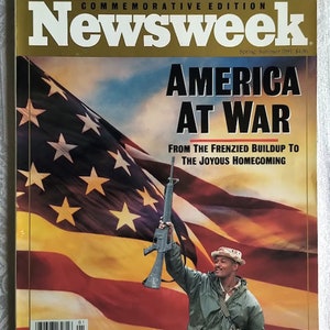 NewsWeek Gedenkausgabe Frühjahr/Sommer 1991 - Amerika im Krieg / Vintage / Sammlerstück / Golfkriegsgebiet - Hammond Pullout Maps / *MINT*