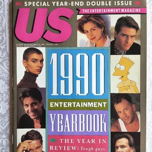 US Magazine - 1990 Entertainment Yearbook - The Year in Review/ January 1991/ Julia Roberts / Tom Hanks/ Bruce Willis / Bart Simpson/ *MINT*