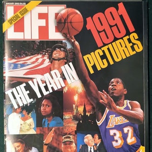 1992 (January) LIFE Magazine - 1991 The Year in Pictures - Special Issue / Cover: Magic Johnson, Jodie Foster, Liz Taylor Wedding / *MINT*