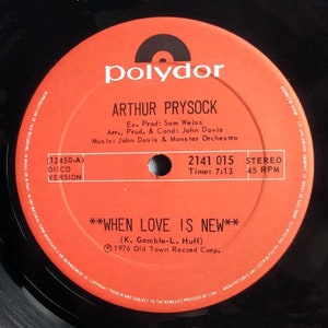 RARE* Arthur Prysock – When Love Is New (Disco Version) w/ All I Need Is You Tonight/ Vinyl 12&quot; DISCO Single/ *Original 1976 Polydor Release