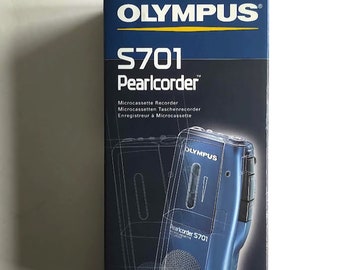 Olympus Pearlcorder S701 Microcassette Recorder - Blue / In Box/ Plus Microcassette & Ear Phones/ Instructions Booklets / Totally *LIKE-NEW*