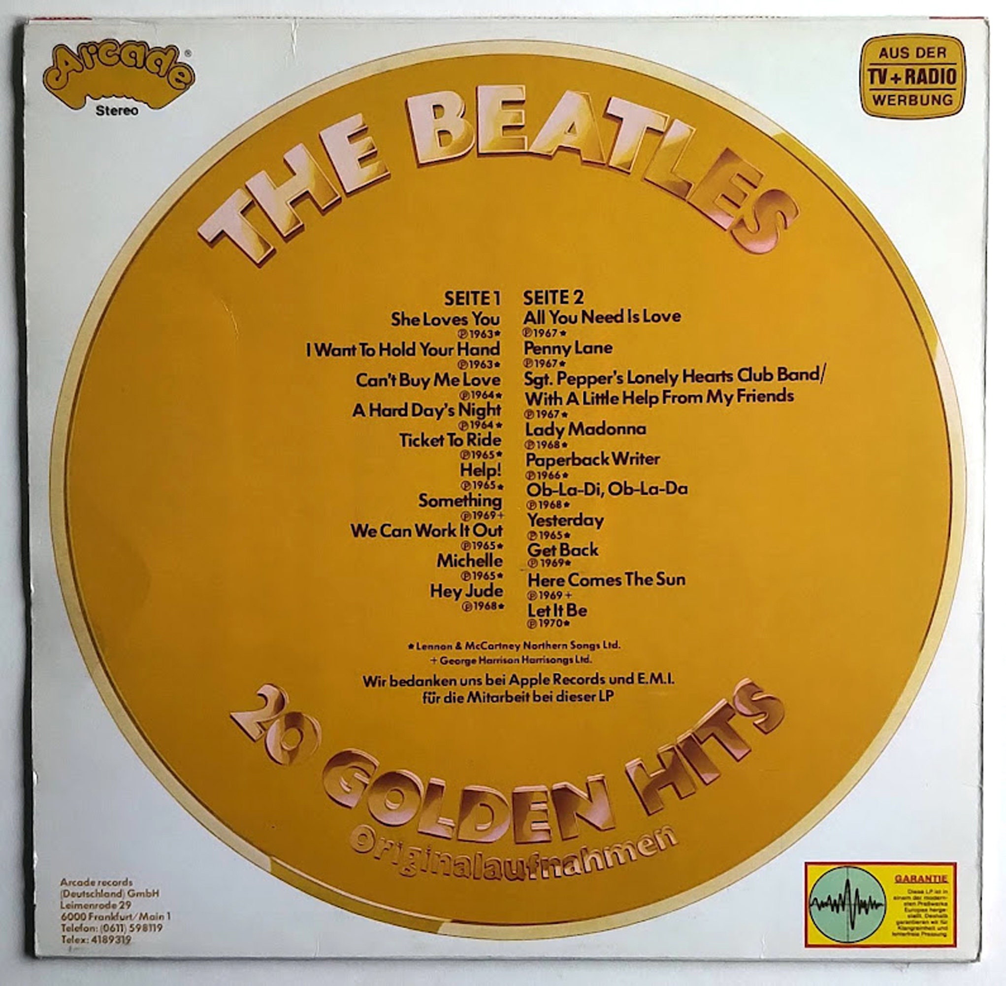 RARE* the Beatles – 20 Golden Hits / Vinyl LP/ *original 1979