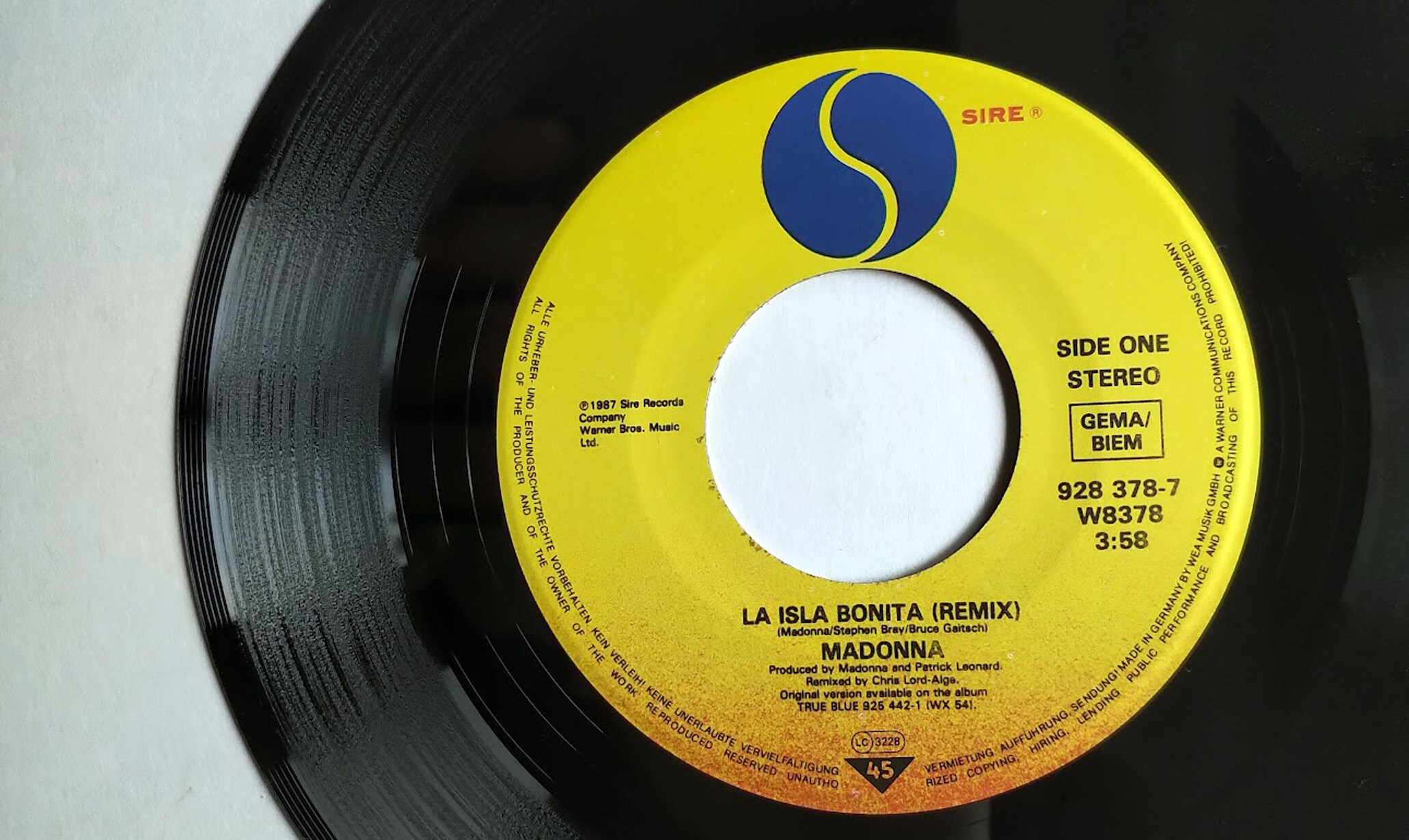マドンナ　La Isla Bonita　オーストラリア盤 12”レコード La Isla Bonita - Madonna