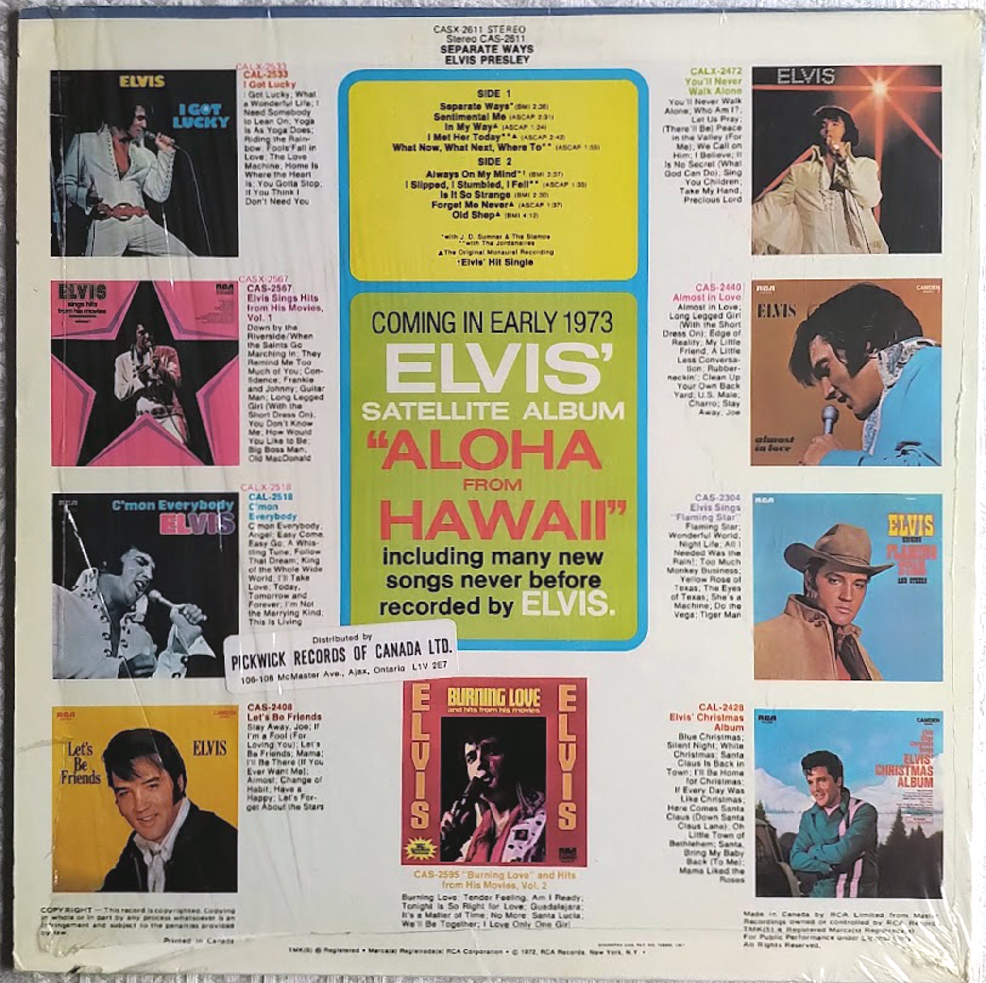 Elvis Presley Separate Ways UK盤LP Stereo Elvis Presley – Separate Ways – Vinyl (LP, Compilation + 2