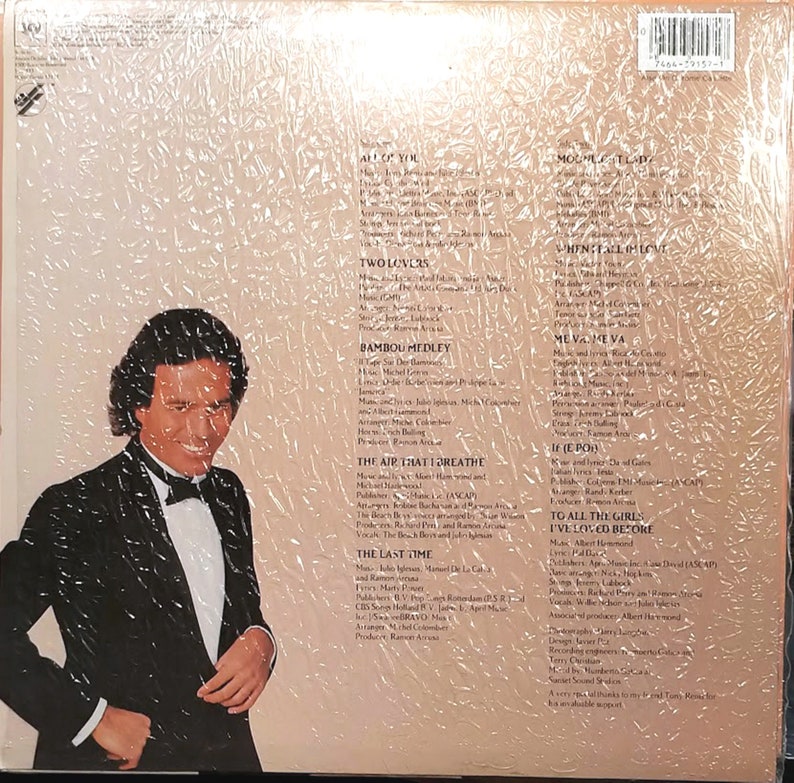 Julio Iglesias 1100 Bel Air Place / Vinyl LP/ Original 1984 Columbia Release/ Diana Ross/ Willie Nelson/ Lyric & Mail-in Form/ LIKE-MINT image 2