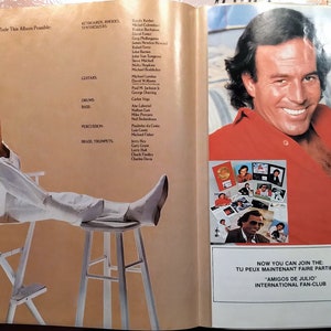 Julio Iglesias 1100 Bel Air Place / Vinyl LP/ Original 1984 Columbia Release/ Diana Ross/ Willie Nelson/ Lyric & Mail-in Form/ LIKE-MINT image 3