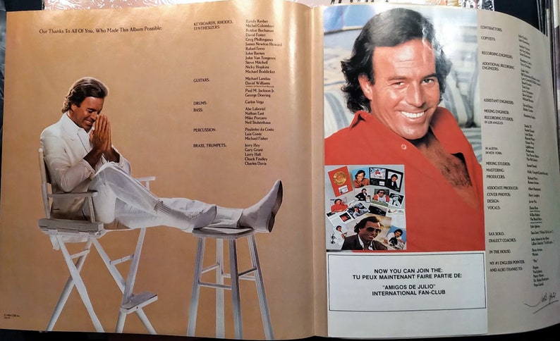 Julio Iglesias 1100 Bel Air Place / Vinyl LP/ Original 1984 Columbia Release/ Diana Ross/ Willie Nelson/ Lyric & Mail-in Form/ LIKE-MINT image 3