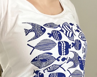 Fishes Organic Cotton Tshirt, Women's Tshirt